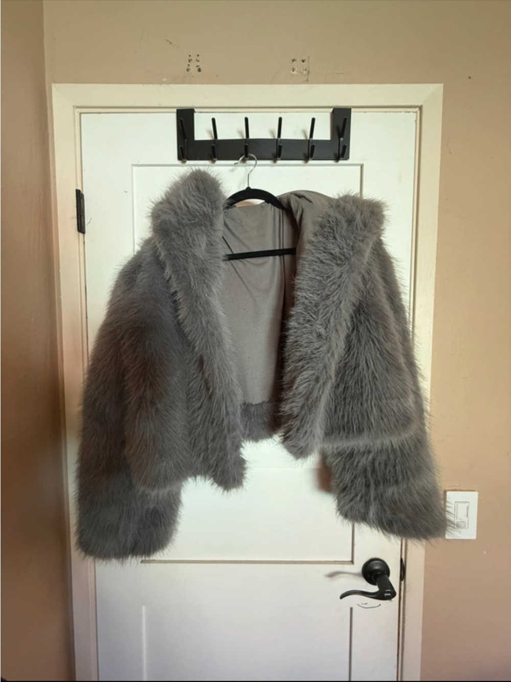 Target Gray Faux Fur Cropped Teddy Jacket
